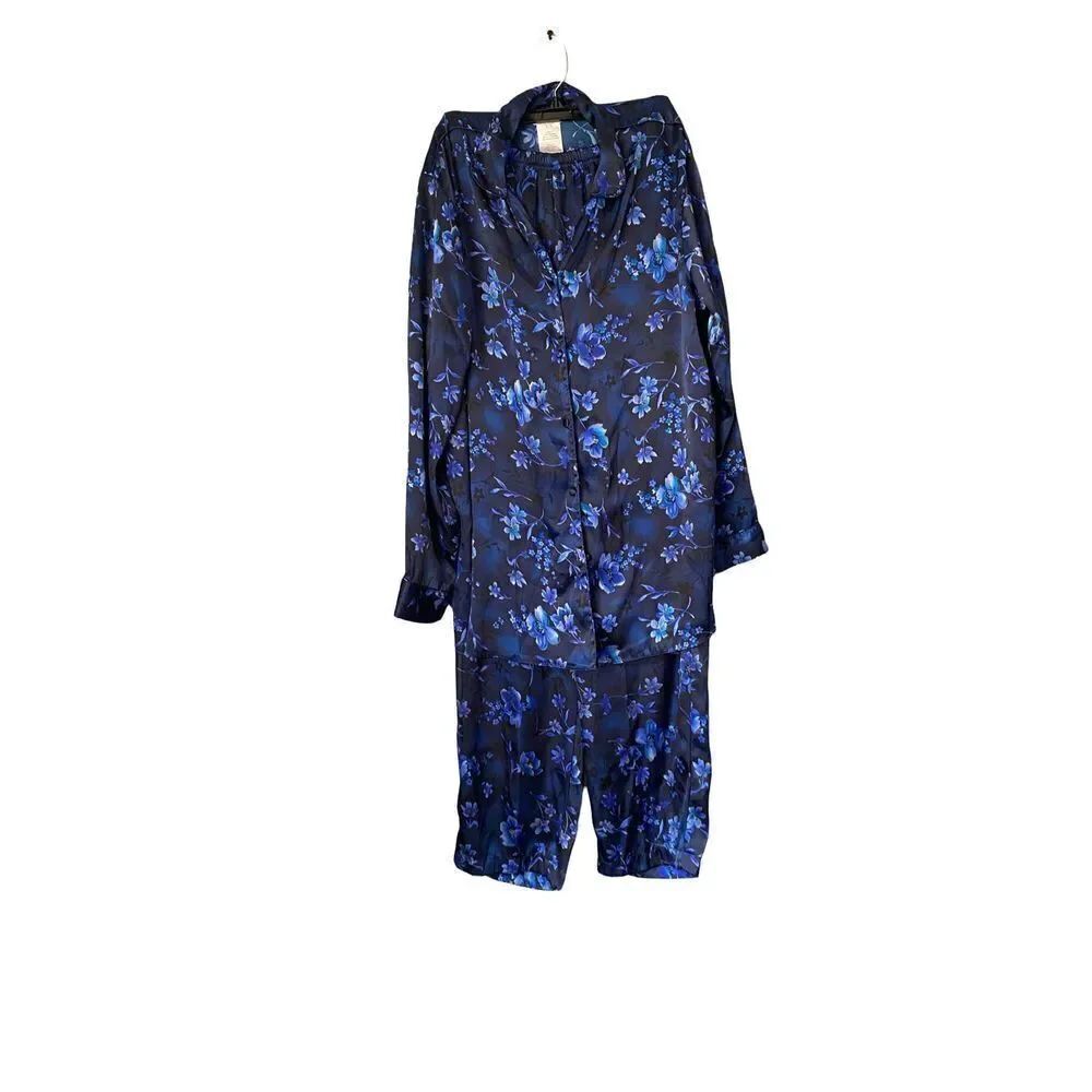 Secret treasures women’s floral silky certain feel/soft two-piece pajamas size l